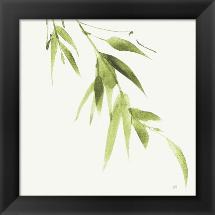 Framed Bamboo VI Green Print