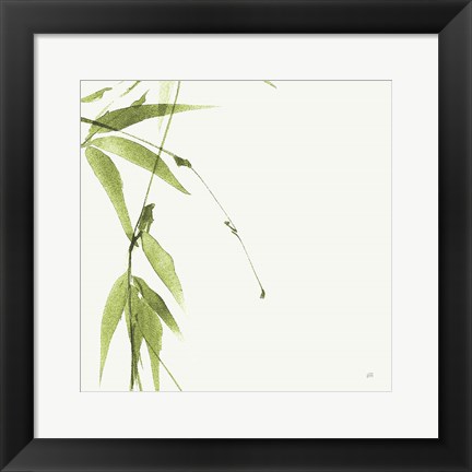 Framed Bamboo V Green Print