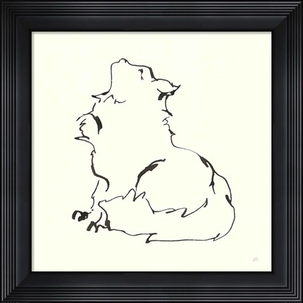 Framed Line Kitten I Print
