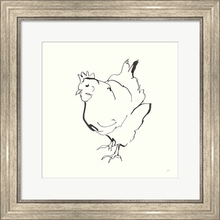 Framed Line Chicken II Print
