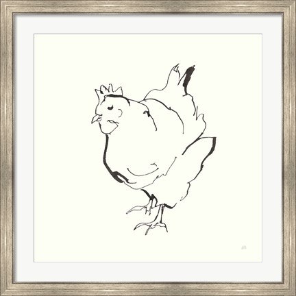 Framed Line Chicken II Print