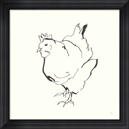 Framed Line Chicken II Print