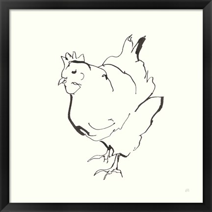 Framed Line Chicken II Print