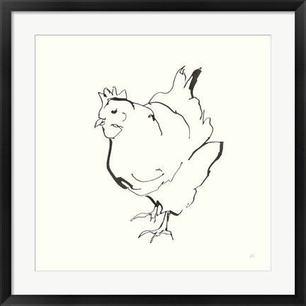 Framed Line Chicken II Print