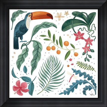 Framed Jungle Love III White Print