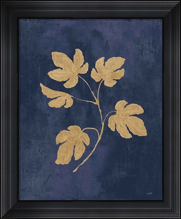 Framed Botanical Study III Gold Navy Print