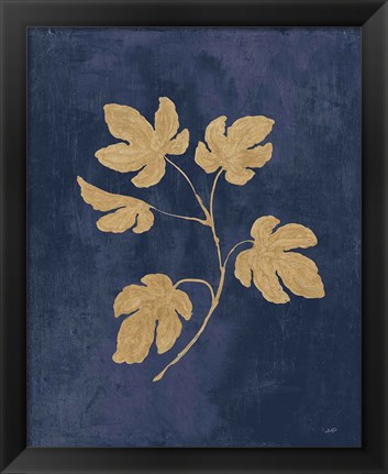 Framed Botanical Study III Gold Navy Print