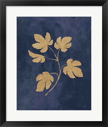 Framed Botanical Study III Gold Navy Print