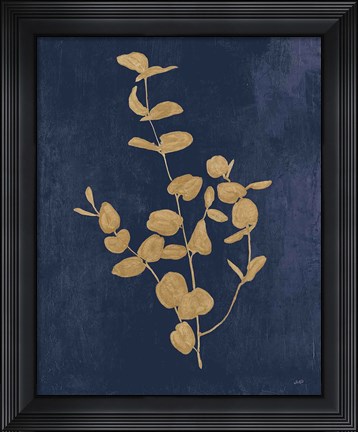 Framed Botanical Study II Gold Navy Print