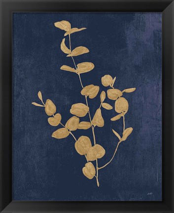 Framed Botanical Study II Gold Navy Print