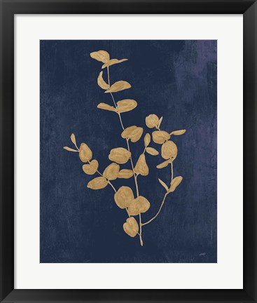 Framed Botanical Study II Gold Navy Print