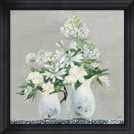Framed Late Summer Bouquet III with Tile Print