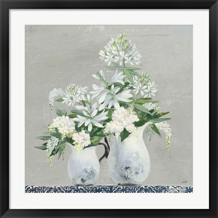 Framed Late Summer Bouquet III with Tile Print