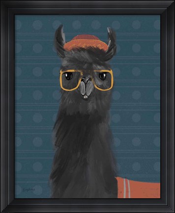Framed Delightful Alpacas IV Blue Print