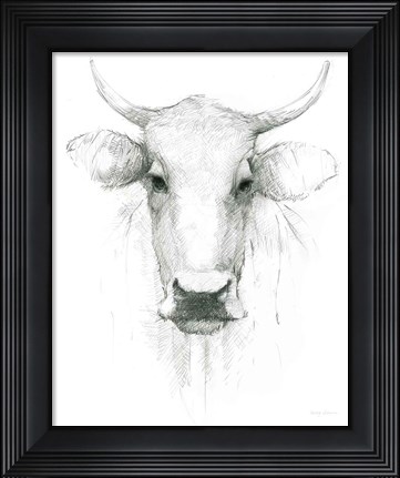 Framed Cow Sketch Print