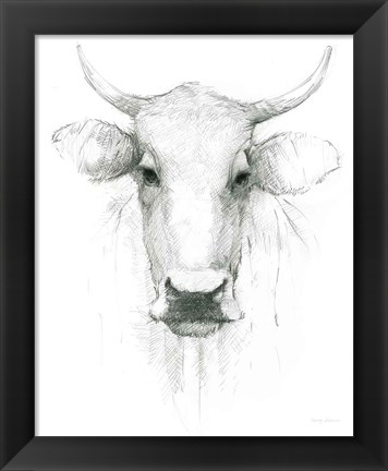 Framed Cow Sketch Print