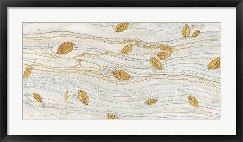 Framed Golden Fossil Leaves Print