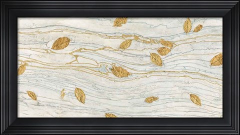 Framed Golden Fossil Leaves Print