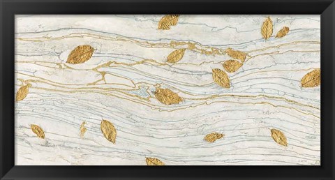 Framed Golden Fossil Leaves Print