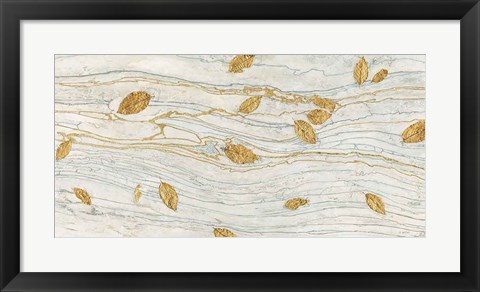 Framed Golden Fossil Leaves Print