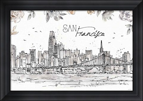 Framed Skyline Sketches VII Print