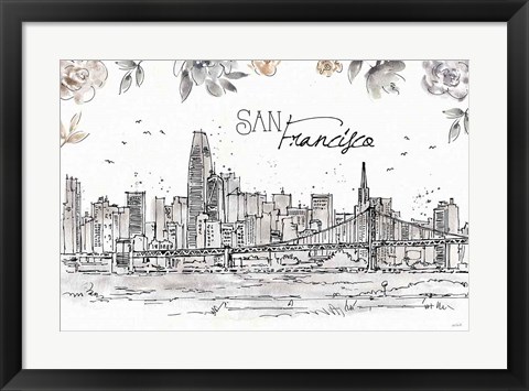 Framed Skyline Sketches VII Print