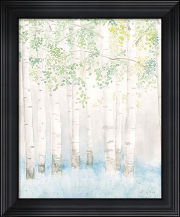 Framed Soft Birches II Print