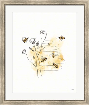 Framed Bees and Botanicals I Print
