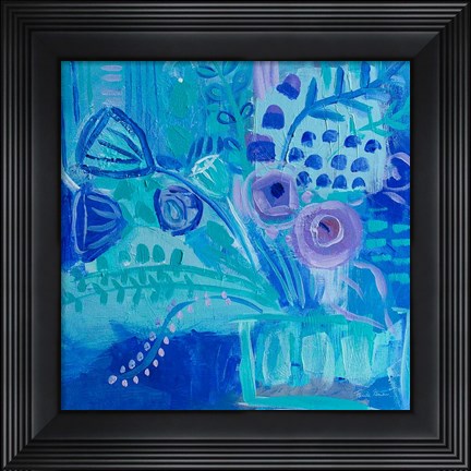 Framed Blue Flora Abstract Print