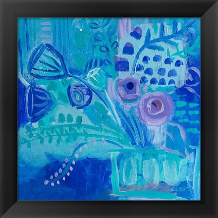 Framed Blue Flora Abstract Print