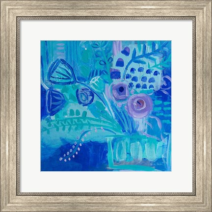 Framed Blue Flora Abstract Print