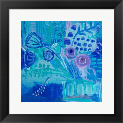 Framed Blue Flora Abstract Print