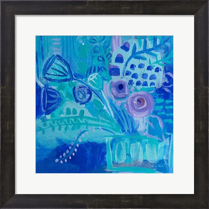 Framed Blue Flora Abstract Print