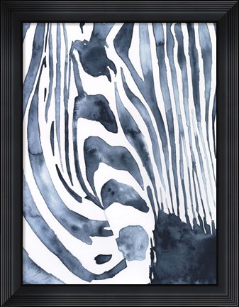 Framed Indigo Zebra I Print