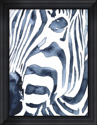 Framed Indigo Zebra II Print