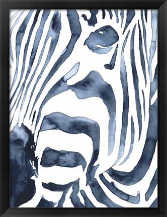 Framed Indigo Zebra II Print