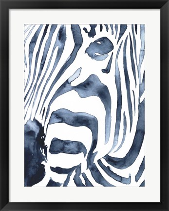 Framed Indigo Zebra II Print