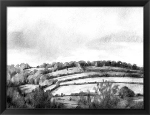 Framed Rolling Landscape Sketch I Print