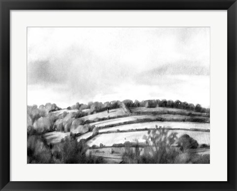 Framed Rolling Landscape Sketch I Print