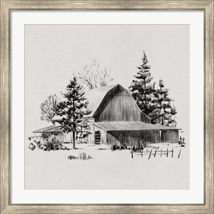 Framed Distant Barn Sketch II Print