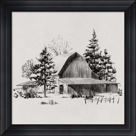 Framed Distant Barn Sketch II Print