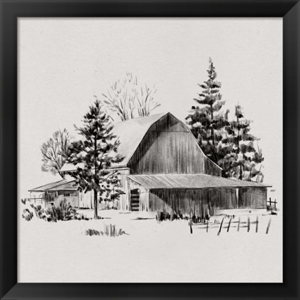 Framed Distant Barn Sketch II Print