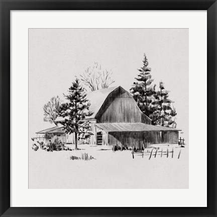 Framed Distant Barn Sketch II Print