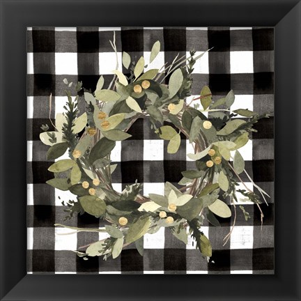 Framed Modern Gingham Christmas II Print