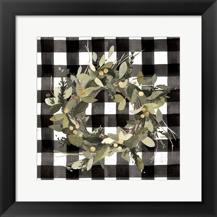 Framed Modern Gingham Christmas II Print