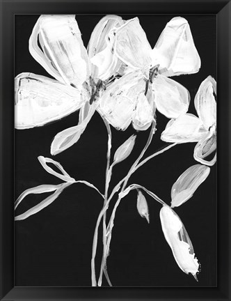 Framed White Whimsical Flowers I Print