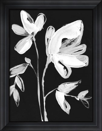 Framed White Whimsical Flowers II Print
