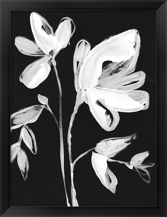 Framed White Whimsical Flowers II Print