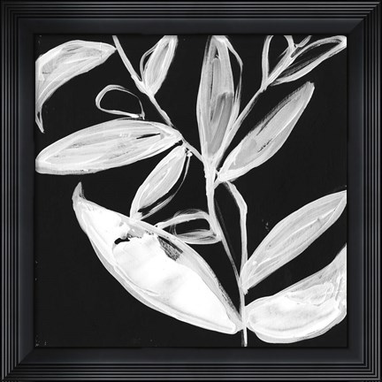 Framed Quirky White Leaves I Print