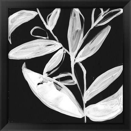 Framed Quirky White Leaves I Print